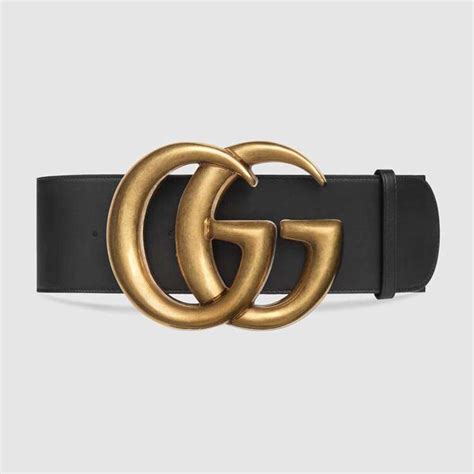 Gucci Unisex Wide Leather Belt With Double G Black Lulux