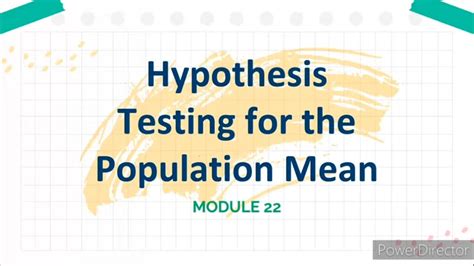 hypothesis testing for the population mean youtube
