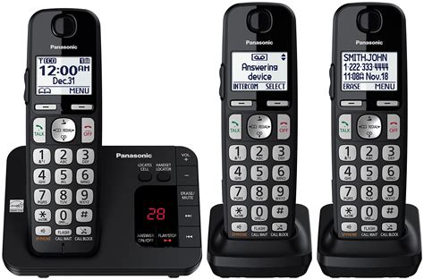 Panasonic Kx Tge433b Cordless Phone With Answering Machine 3 Handsets