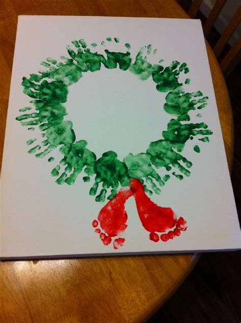 Holiday Hand And Foot Print Wreath Easy Christmas Craft Idea For