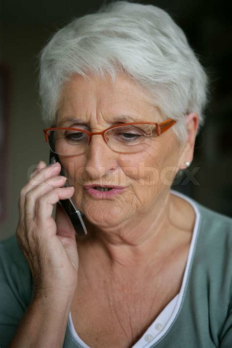 Elderly Lady Making Telephone Call Stock Image Colourbox