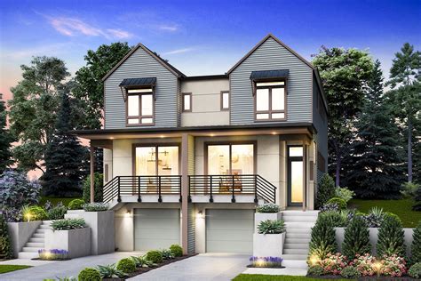 Plan 69744am Modern Duplex Plan With Two Second Level Master Suites