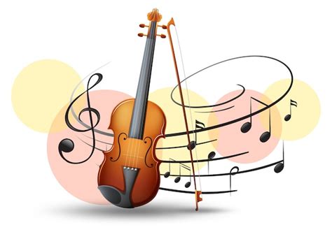 Violín Con Notas De Música En El Fondo Vector Premium