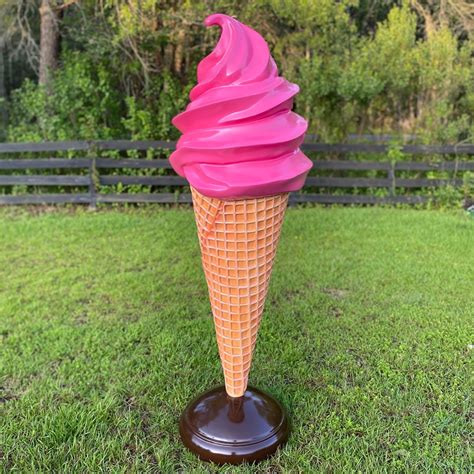 Strawberry Custard Waffle Cone Giant Soft Ice Cream Standing 77 Inch