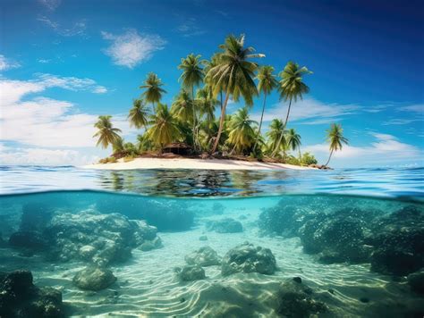 Premium Ai Image Tropical Landscape With Palm Tree Island With