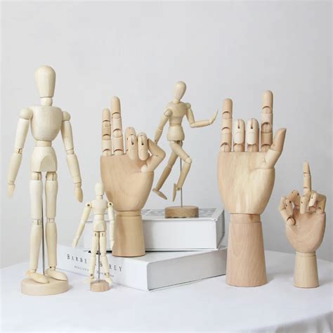 Wooden Human Mannequin Model Decoration Wooden Dolls Joint Hand Home
