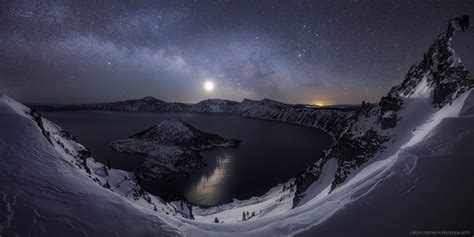 A Raising Of The Hackles A Night Sky Panorama Of Crater Lake