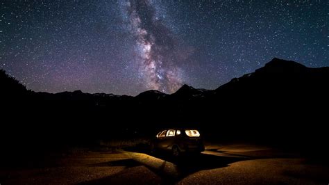 Wallpaper Car Starry Sky Milky Way Night Hd Picture Image