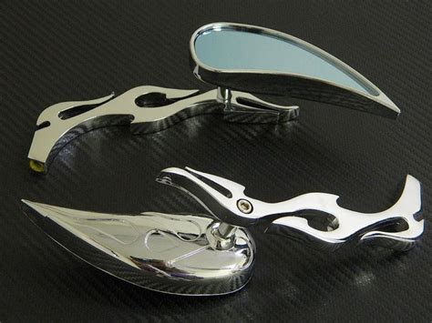 Purchase Flame Chrome Teardrop Rearview Mirrors For Harley Cruiser Chopper Motorcycle In Temple