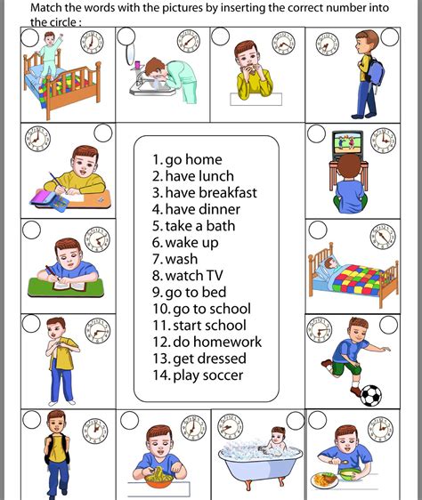 English Worksheets 3d Daily Routine Basic Vocabulary