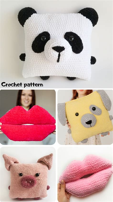 Crochet pillow pattern, crochet lips, crochet pig, crochet dog pattern, crochet christmas toy в ...