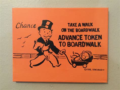 Boardwalk Monopoly Art Chance Card Advance To Boardwalk Game Etsy