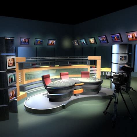 3ds Tv News Studio Cameras 3d Model Tv Set Design Tv Design Tv