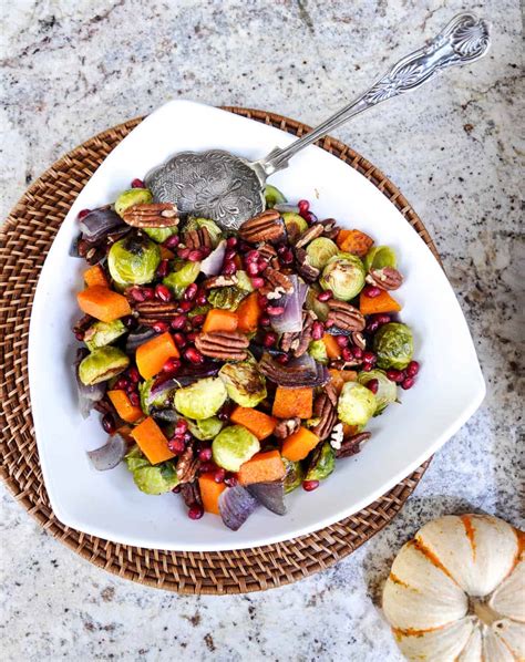 Roasted Brussels Sprouts And Butternut Squash Medley With Pecans And