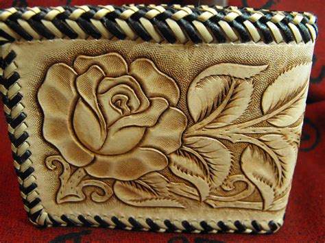 Hand Tooled Leather Rose Floral Wallet By Jpsleather On Etsy