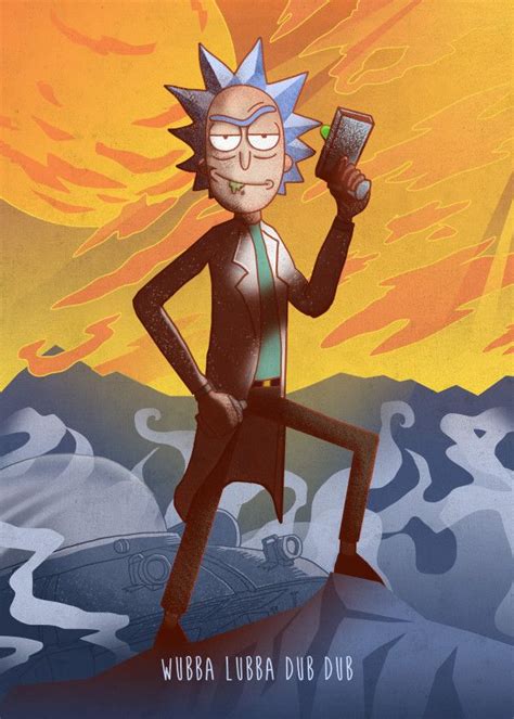 Rick And Morty Character Poses Rick Sanchez Displate Artwork By Artist Retina Creative Part