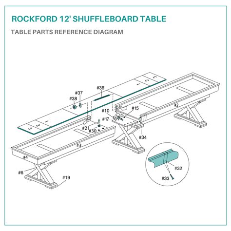 Rockford 2 Piece 12′ Upstairsdownstairs Shuffleboard Table Parts