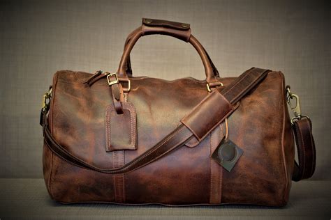 Mens Leather Duffel Bag Travel Bag Weekender Bag Etsy Uk