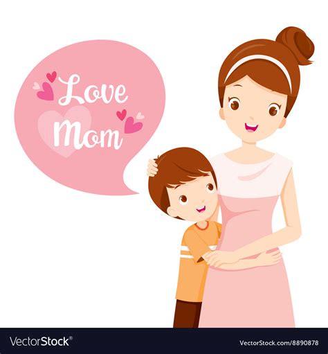 son hugging his mother royalty free vector image