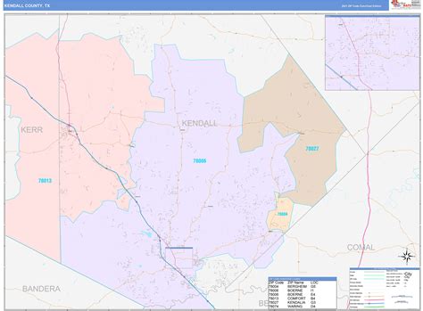 Kendall County Tx Wall Map Color Cast Style By Marketmaps