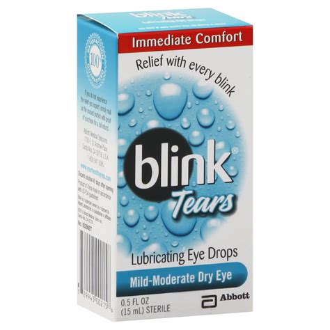 Some eye makeup can cause dry eyes or make it worse. Blink Tears Eye Drops, Lubricating, 0.5 fl oz (15 ml)