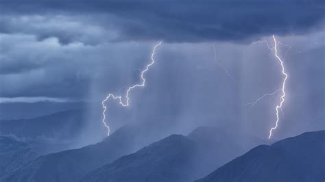 1086694 Landscape Mountains Nature Rain Clouds Lightning Storm
