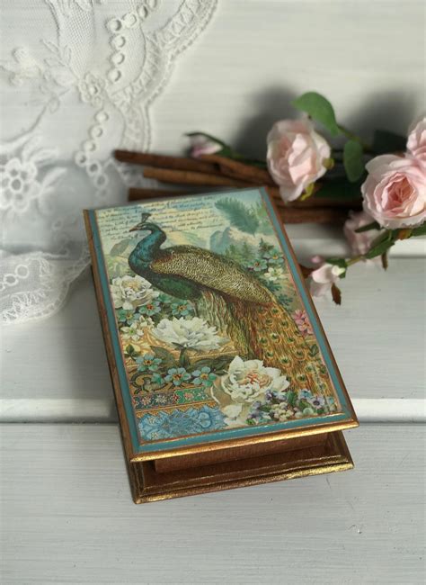 Peacock Jewelry Box Wooden Keepsake Box Peacock Ts For Etsy