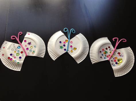 Party Of 5 Paper Plate Jeweled Butterfly Craft