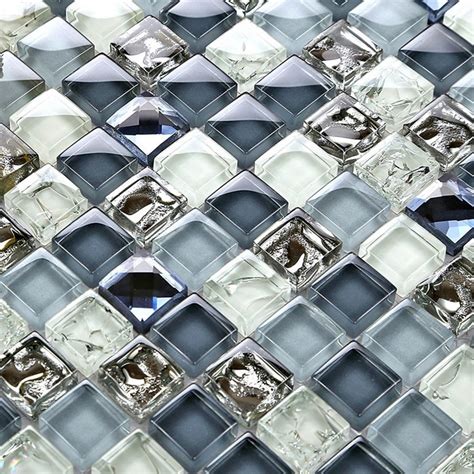 Mini 1515mm Deep Ice Crackle Blue Color Crystal Glass Mosaic Tiles For