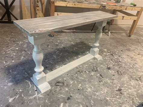 Rustic Farmhouse Entryway Table With Shelve And Turned Legs Etsy