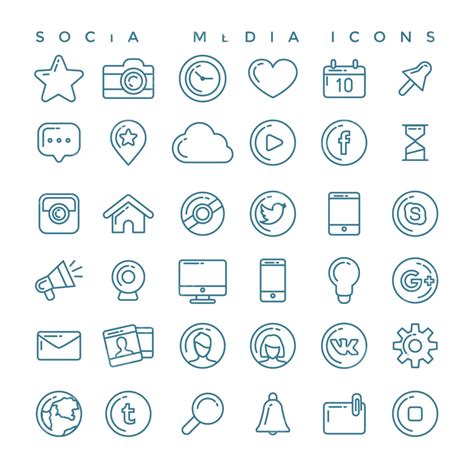 Conjunto De Iconos De Redes Sociales Publicidad Música Vectorial Vector