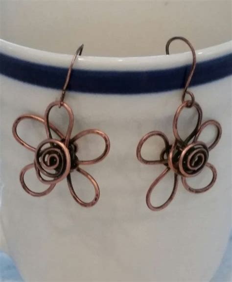 Handmade Copper Flower Earrings Serenityjwlrybysarah Etsy Com Flower
