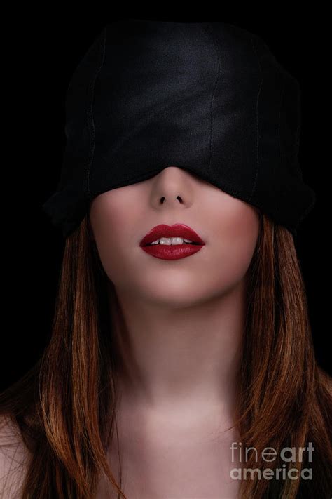 Beautiful Blindfolded Woman With Red Lipstick Photograph By Mendelex Photography Pixels