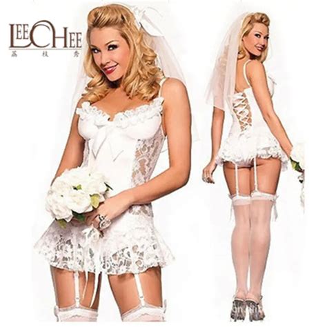 Europe And The United States Sexy Lingerie White Lace Bridal Wedding Suits With Garter Buckle