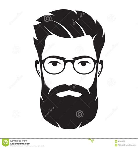 Visage Barbu Dhommes Caractère De Hippie Illustration De Vecteur