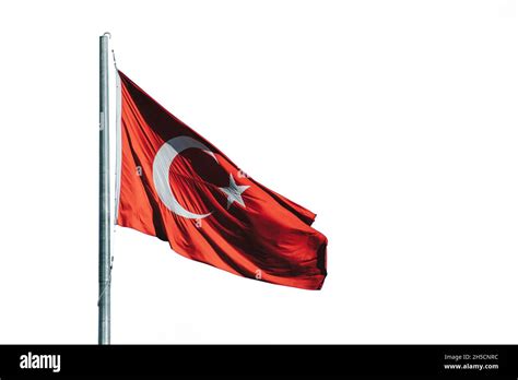 Waving Turkish Flag Isolated With White Background Stock Photo Alamy