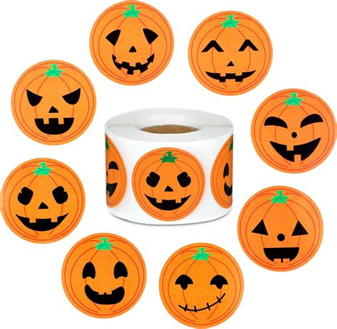 Outus 500 Pieces Pumpkin Stickers Halloween Roll Stickers