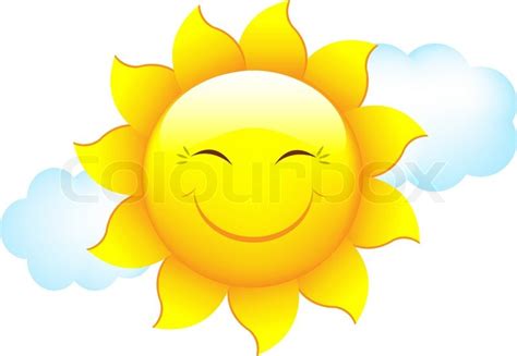 Cartoon Sun And Cloud Isolated On White Background