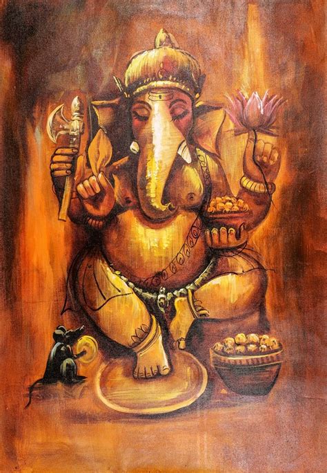 Mini canvases are so much fun to create. Buy Brown Shade Ganesha by Community Artists Group@ Rs ...