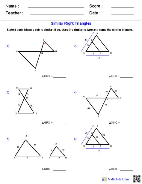 Two triangles are congruent if they have the same shape, and the same size. Similar Triangles Worksheets | Triangle worksheet, Geometry worksheets