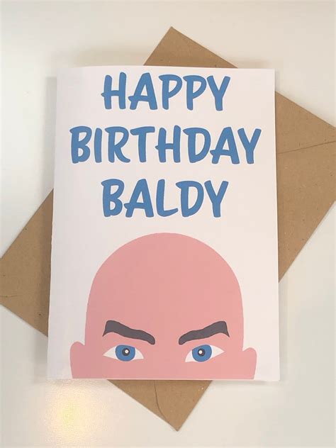 Funny Bald Birthday Card Baldy Card Dad Brother Husband Etsy