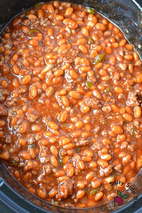 Slow Cooked Spicy Baked Beans And Ground Beef Easy Side Dishes
