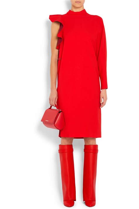 Givenchy Shark Lock Leather Over The Knee Boots In Red Lyst