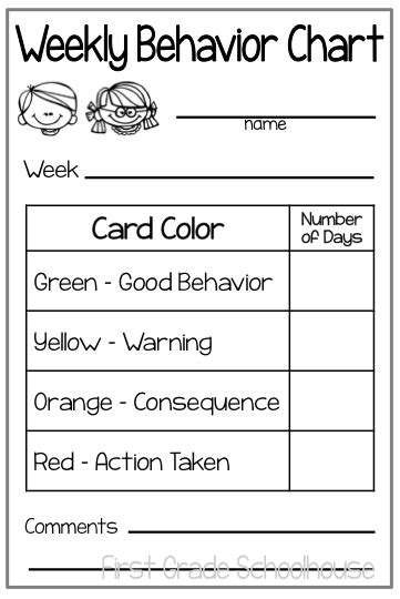 First Grade Schoolhouse Behavior Charts And Parent Communication