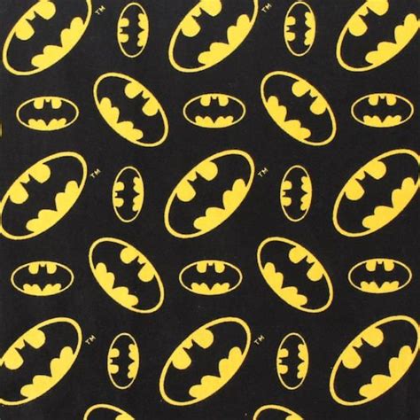 Batman Logo 100 Cotton Print Fabric Black 23200022 Etsy Printing