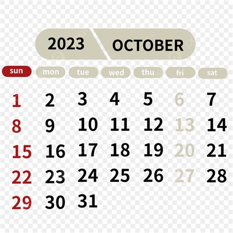 October 2023 Calendar Png Picture October Calendar 2023 Year 2023
