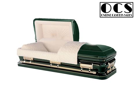 180011 Green 18g Beige Velvet Gold Hardware Online Caskets Sales