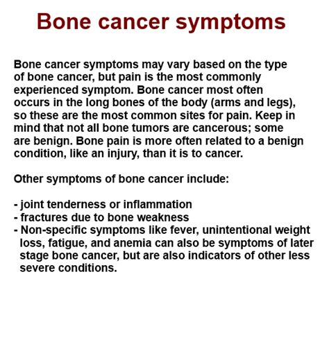 Bone Cancer Symptoms Back Pain Unintentional Sweats Rarely Appetite
