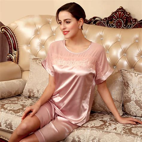 Women Sexy Lace Robe Bathrobe Silk Satin Nightgown Nightwear Night Gown In Pajama Sets From
