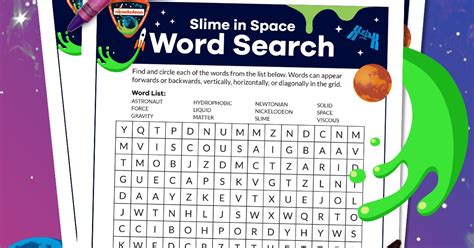 Slime In Space Word Search Nickelodeon Parents